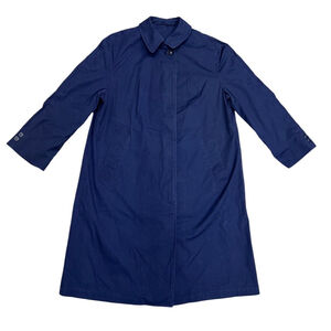 Vintage Womens US Military Canvas Raincoat Long Vi-Mil Navy Blue Size 12S Trench